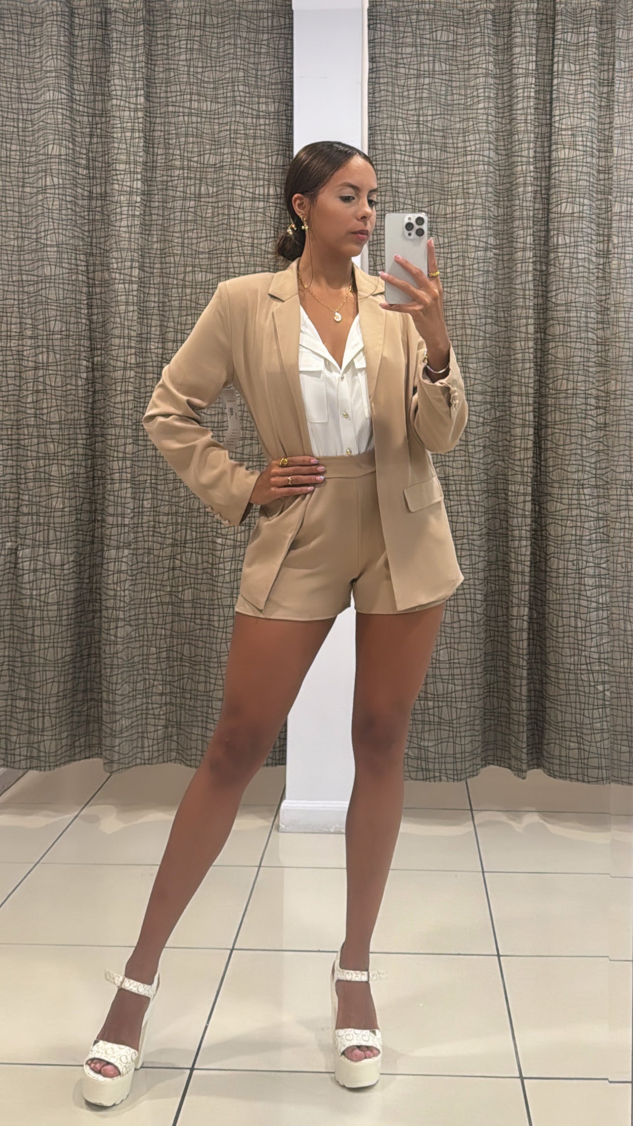 Madeline Beige Lined Blazer