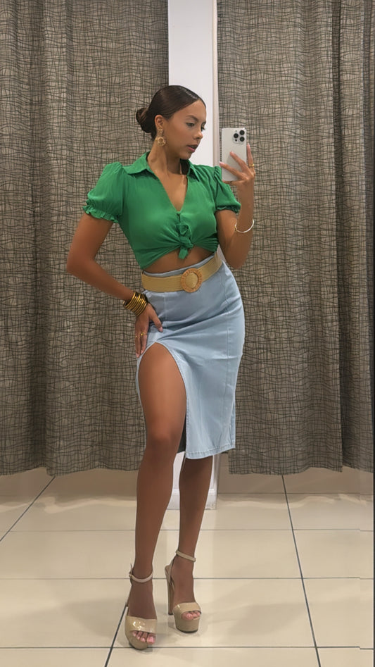 Karmen Light Blue Denim Skirt