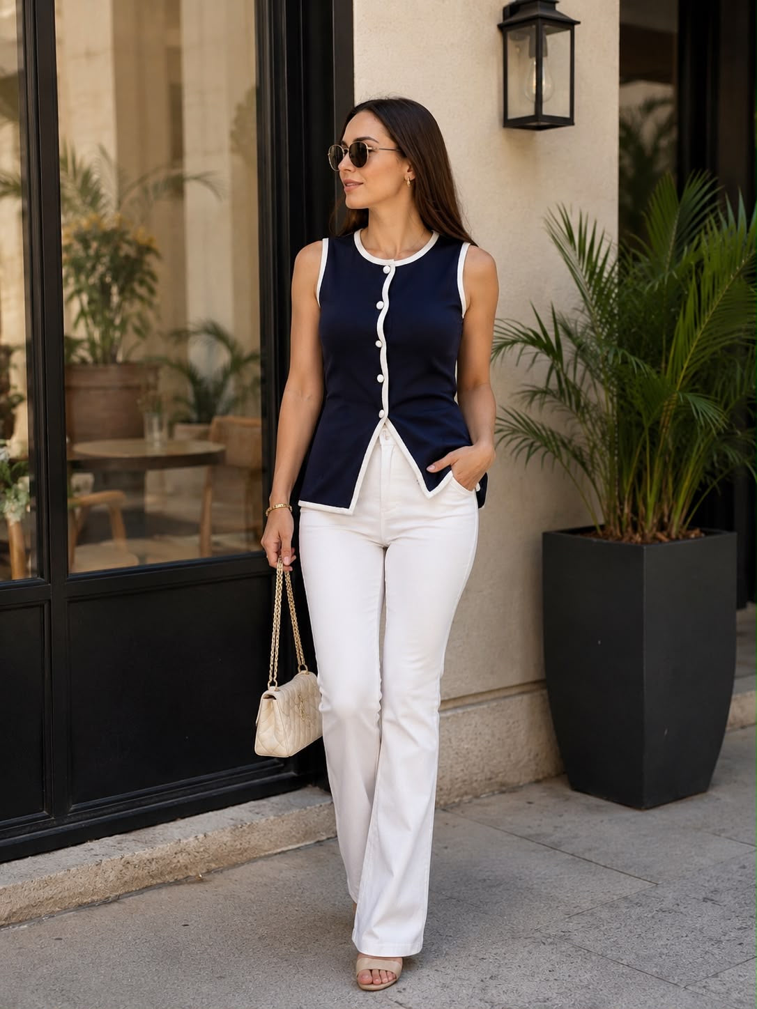 Vibrant White Palazzo Jeans