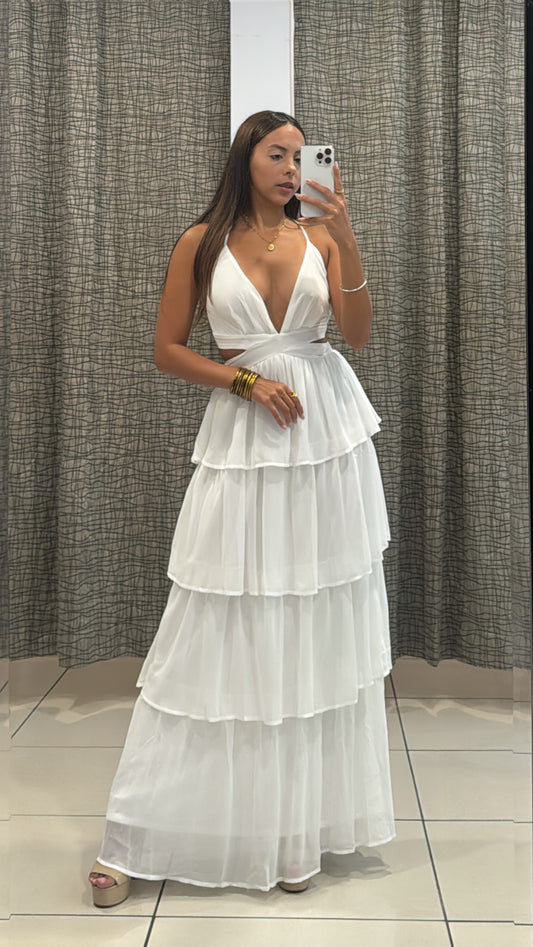 Amina White Maxi Dress