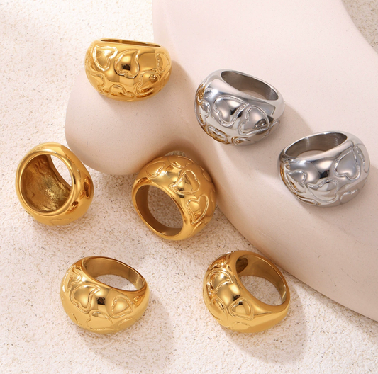 18K GOLD PLATED PUFF HEART RING