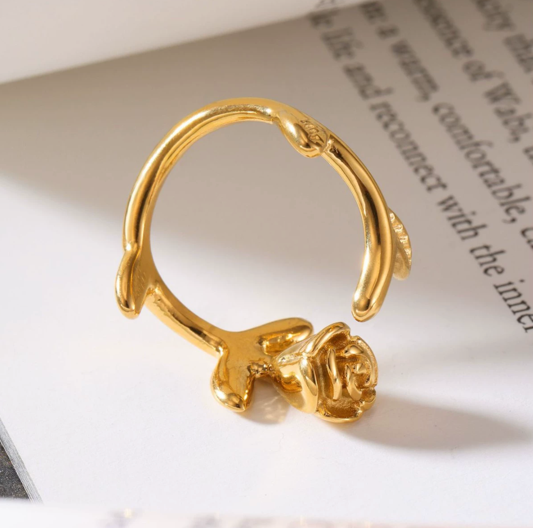 18K DOLD PLATED DELICATE ROSE RING