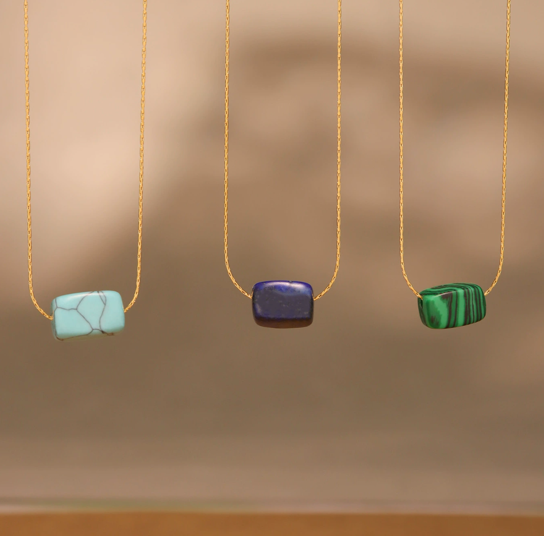 18K GOLD PLATED SINGLE STONE NECKLACE